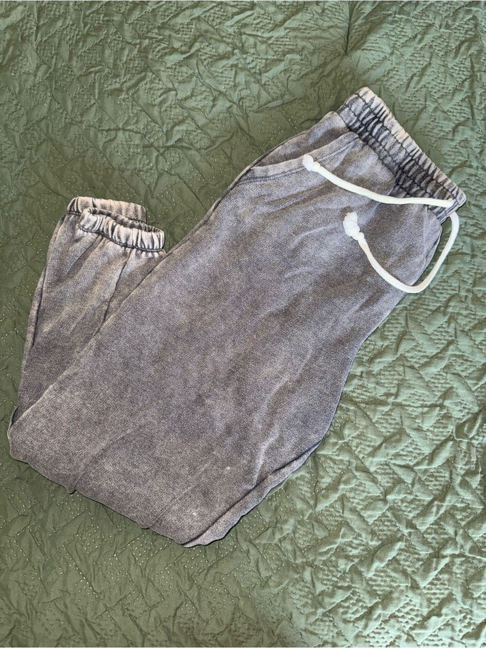 SO Women Gray Acid Wash Jogger Sweatpants with White Drawstring & Elastic Waist